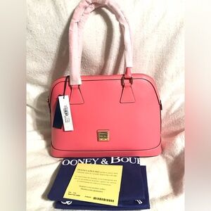 NWT Dooney & Bourke Shania Bubble Gum Saffiano Leather Satchel